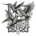 hummingbirds and aztec warrior tattoo design idea