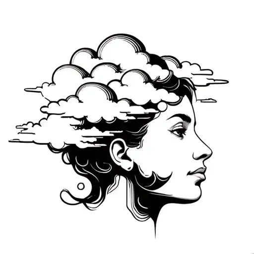 head in the clouds tattoo design idea