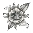 scriptive word Millie tattoo design idea