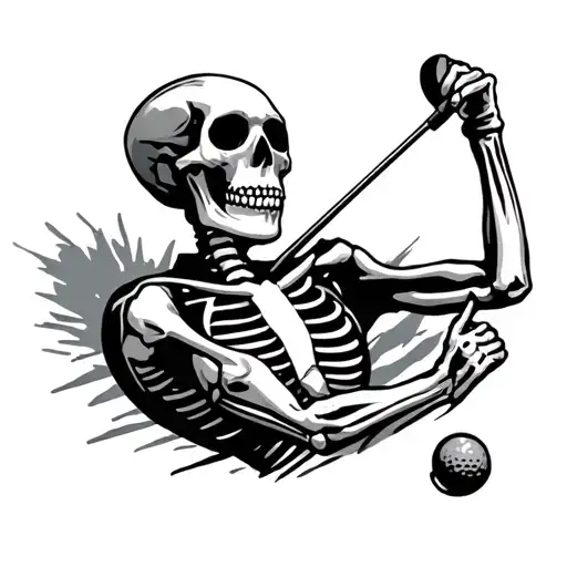 Skeleton Playing Golf tattoo design idea