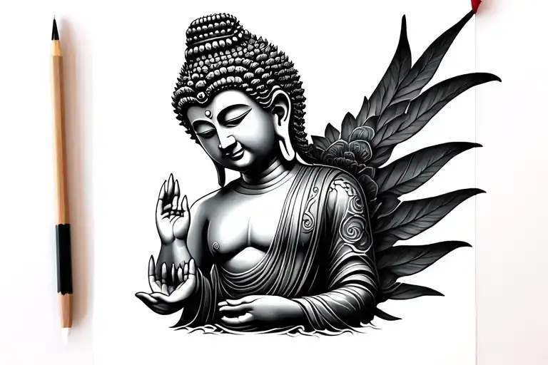 Buddha half demon tattoo design idea