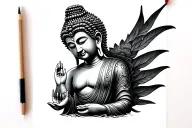 Buddha half demon tattoo design idea