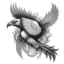 completely symmetrical Phoenix with wings spread tattoo design idea