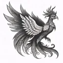 completely symmetrical Phoenix with wings spread tattoo design idea