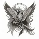 completely symmetrical Phoenix with wings spread tattoo design idea