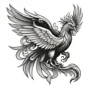 completely symmetrical Phoenix with wings spread tattoo design idea