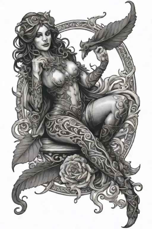 Malenia from elden ring leg tattoo tattoo design idea