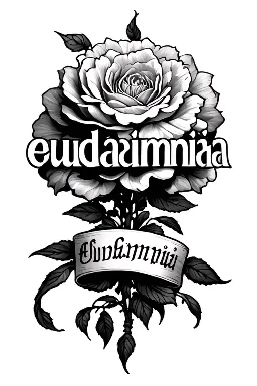 Text that says "eudaimonia" tattoo design idea