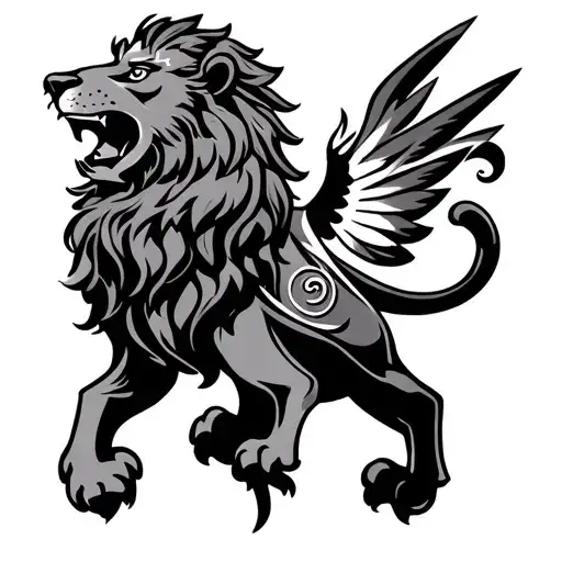 Design a tattoo which honours british heroism in the Battle of Britain and contains the British heraldic animals lion an tattoo design idea