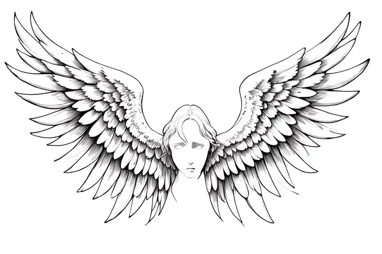 Angel wings spread wide tattoo design idea