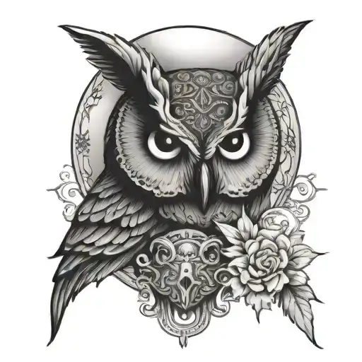 moon aries taurus cusp owl    tattoo design idea