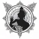 mahadev, time, space surrounded tattoo design idea