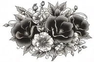 carnations, morning glories and poppies growing tattoo design idea