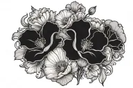 carnations, morning glories and poppies growing tattoo design idea