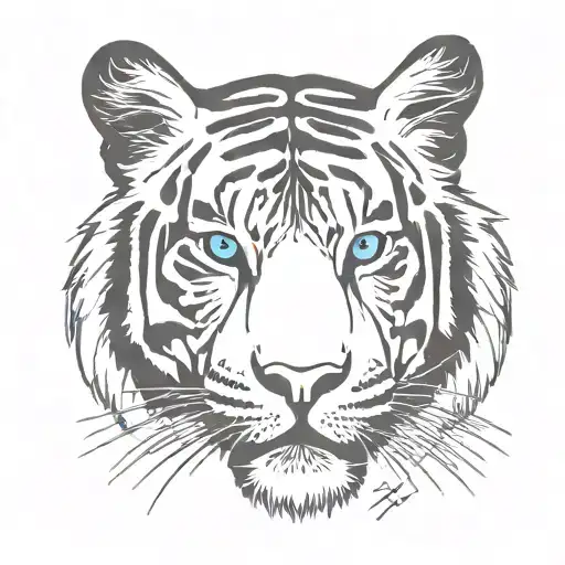 Black and white tiger with blue eyes  tattoo design idea