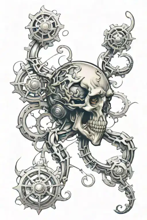 bio mechanical tattoo design idea