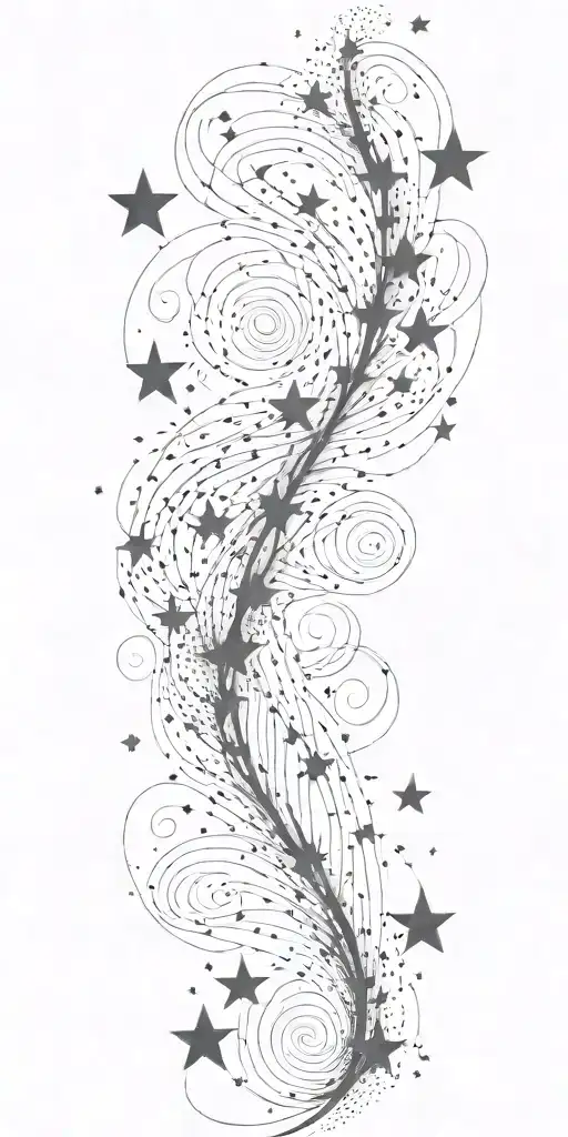 slutty sexy stars swooshing line galaxy  storm tattoo design idea