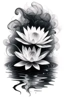 Filler smoke wispy soft shading waterlily flower tattoo design idea