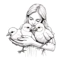 mommy holding baby chicks tattoo design idea