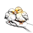 mommy holding baby chicks tattoo design idea