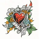 neo y2k heart tattoo design idea