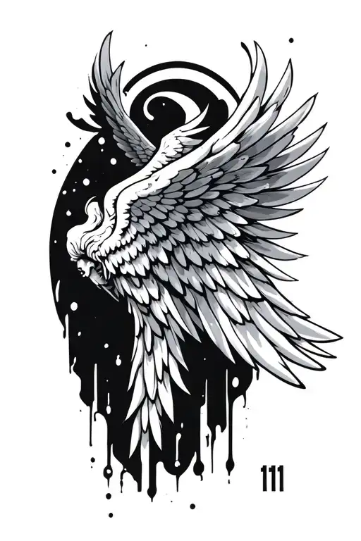 angel wings with the 1111 incorporated tattoo design idea