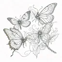butterfly and dragonfly flying tattoo design idea
