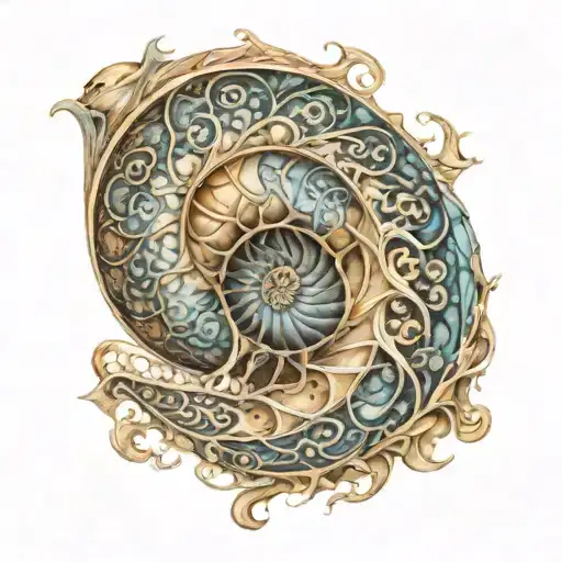 Fractal nautilus tattoo design idea