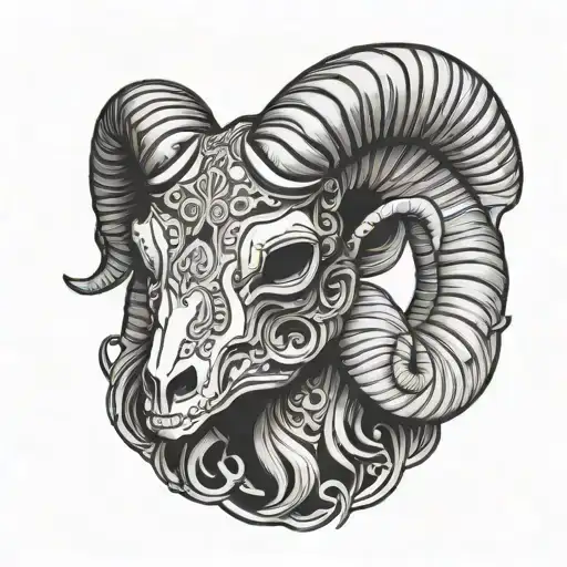 ram skull tattoo design idea