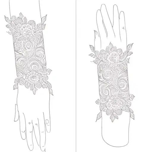 feminine lace cuff tattoo design idea