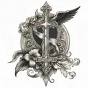 biblical verse and angle tattoo design idea