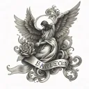 biblical verse and angle tattoo design idea