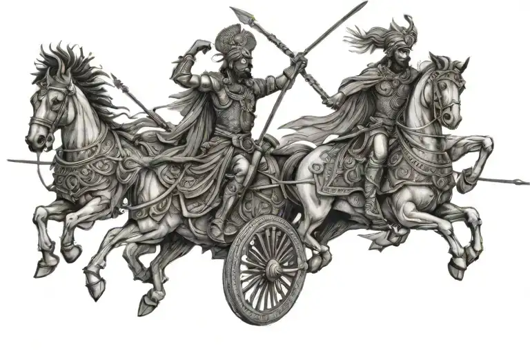 mahabharata arjuna war scene tattoo design idea