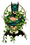 poison ivy vines taking over broken Batman symbol tattoo design idea