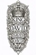 king David name vertical tattoo design idea