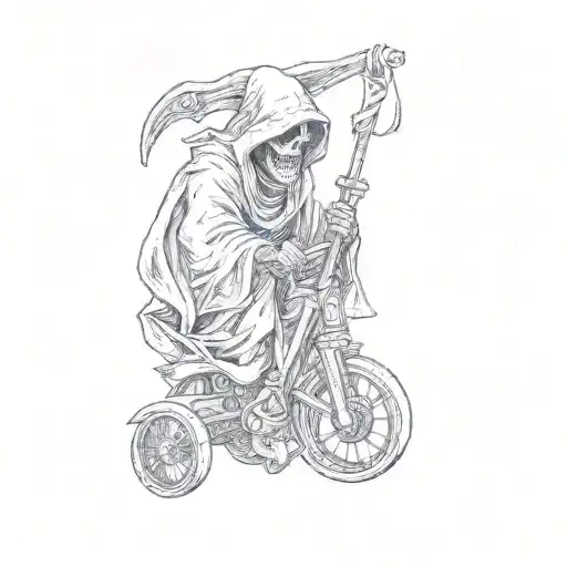 a grim reaper riding a tricycle tattoo design idea