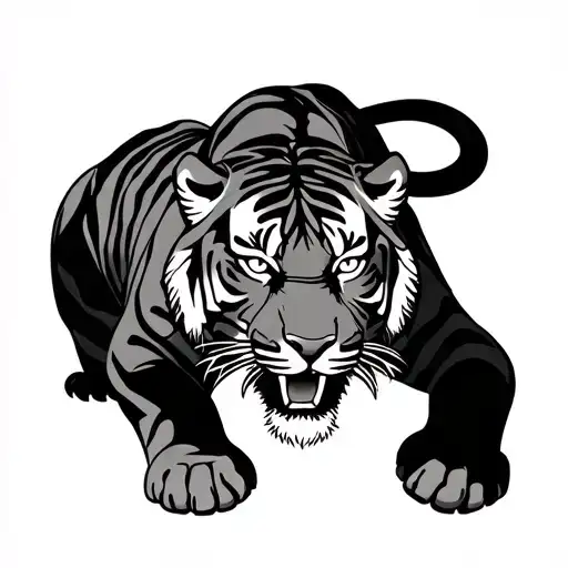 tiger crawling tattoo design idea