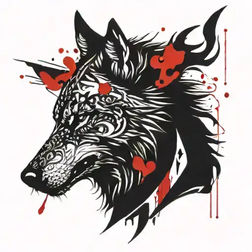fenrir viking norse wolf head side profile tattoo design idea
