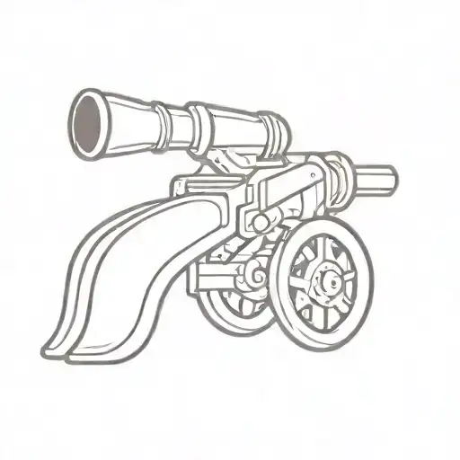 A minimalist tattoo of a cannon with the Arsenal logo incorporated into the design tattoo design idea