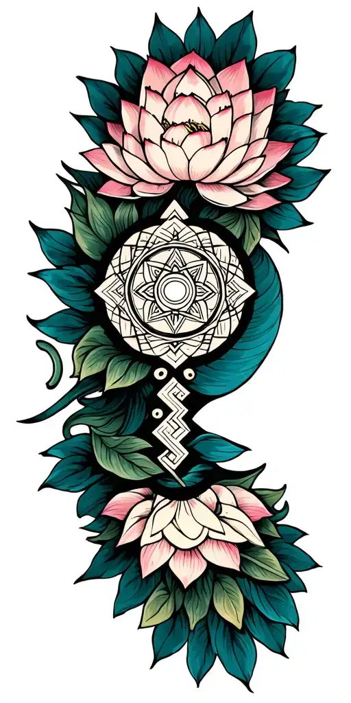 Sri Yantra Mandala Lotus tattoo design idea