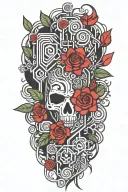 cyberware, motherboard, flower, vine tattoo design idea