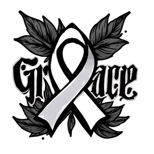 the word grace with the a being the breast cancer ribbon tattoo design idea