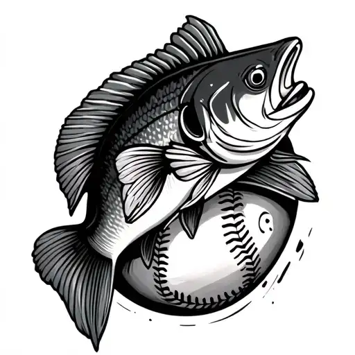a fish with a baseball theme and a tribute to my dead dad on the inside of the fish tattoo design idea