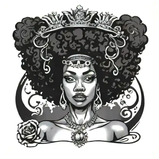 black girl Afro like the crown tattoo design idea
