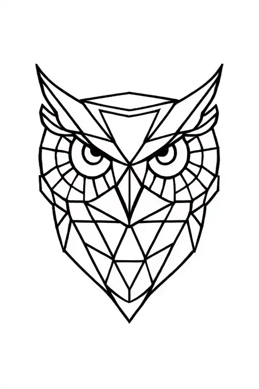 geometric owl head tattoo design idea