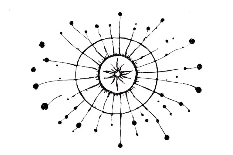 I want a tattoo tolkien inspired, the aure entuluva in tenwar. adding only dots and line, maybe a sun tattoo design idea