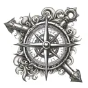 compass anchor cross tattoo design idea