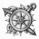 compass anchor cross tattoo design idea