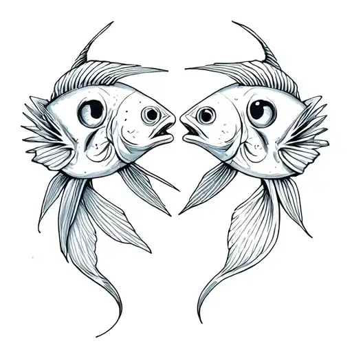 dead two fish and big eye tattoo design idea