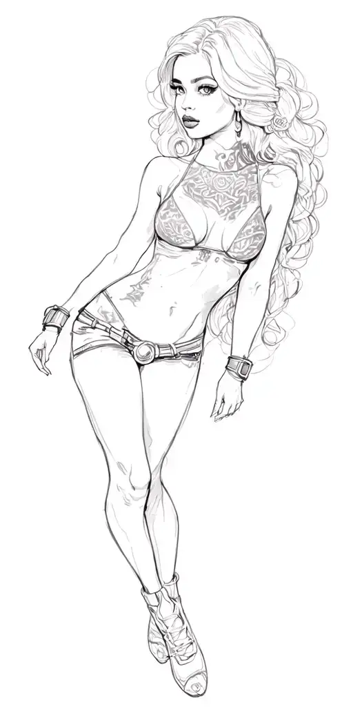 oil rig pin up girl tattoo design idea